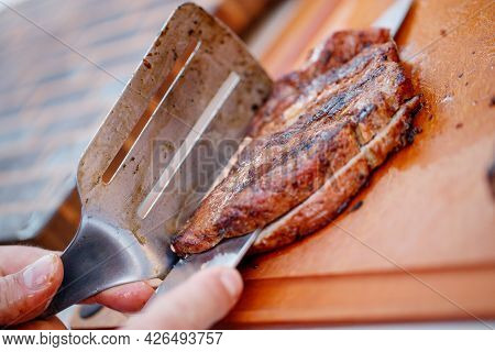 Grilled Beef Steaks With . High Quality Photo