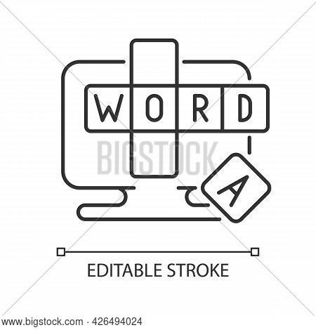 Online Word Games Linear Icon. Special Type Of Board Activities. Intelectual Time Spending. Thin Lin