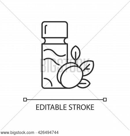 Plum Wine Linear Icon. Taiwanese Traditional Alcohol Drink. Umeshu. Thin Line Customizable Illustrat