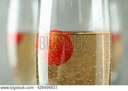 Concept Of Delicious Drink With Rossini Cocktail, Close Up