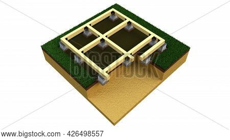 Individual Footing Base - Isolated Digital Industrial 3d Rendering