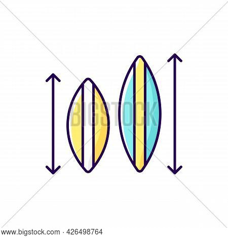 Choosing Surfboard Size Rgb Color Icon. Isolated Vector Illustration. Depending On Surfer Weight And