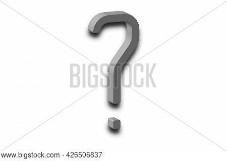 3d Image Of A Gray Question Mark On A White Background