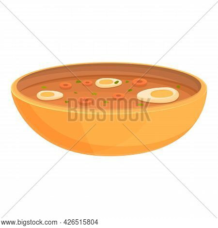 French Egg Soup Icon Cartoon Vector. Vegetable Food. Dish Plate Soup
