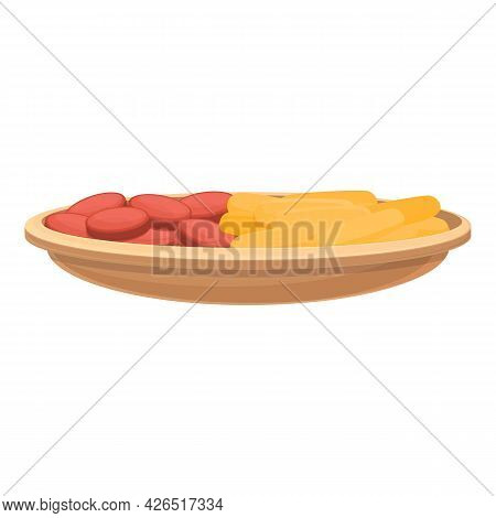 German Fast Food Icon Cartoon Vector. Sausage Brat. Ham Bratwurst
