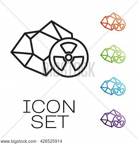 Black Line Radioactive Icon Isolated On White Background. Radioactive Toxic Symbol. Radiation Hazard