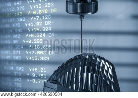 The Abstract Scene Cmm Machine Operation And The G-code Data Background. The Quality Control Of Auto
