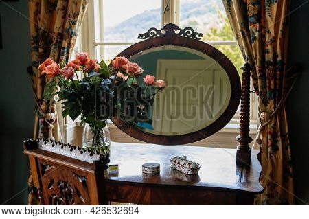 Velke Brezno, Czech Republic, 26 June 2021: Chateau Velke Brezno, Castle Interior Of Bedroom, Wooden