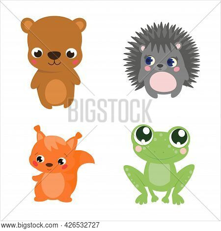 Forest Animal Cartoon Bear Hedgehog Squirrel Frog