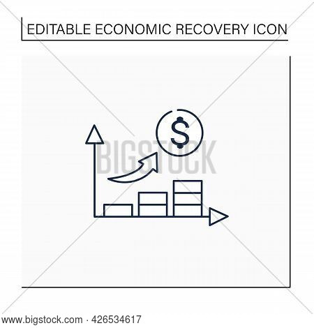 Economic Growth Line Icon. Upswing Period. Key Indicators Rise. Money Inflation.business Concept. Is