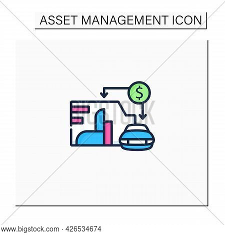 Asset Value Color Icon. Showing Total Assets Value Company Or Organization. Car, Enterprise. Busines