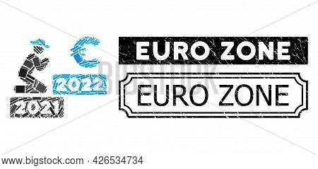 Collage Gentleman Pray Euro 2022 Organized From Rectangle Elements, And Black Grunge Euro Zone Recta