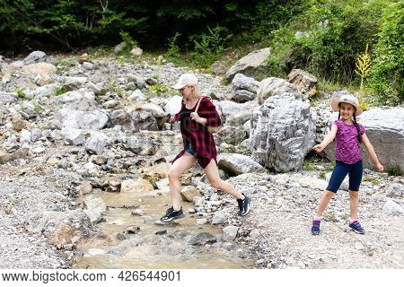 Theth, Albania, Tourists Exploring The Beautiful Albanian Nature
