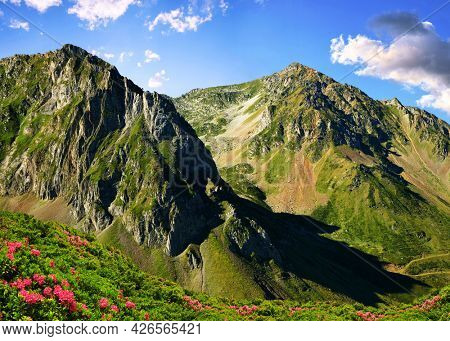 Mountain landscape near Col du Tourmalet in Pyrenees mountains. France.