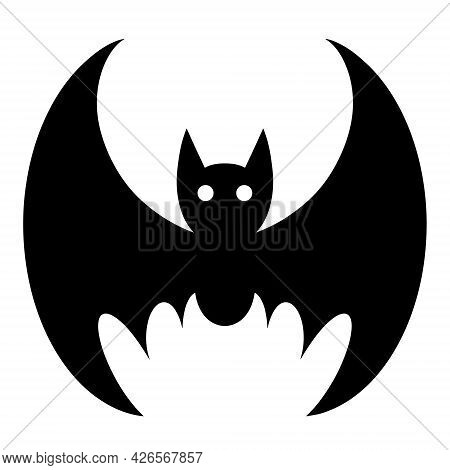 Bat Vector Icon. Isolated Illustration On A White Background. Black Silhouette Of A Nocturnal Animal