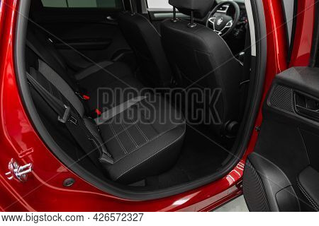 Novosibirsk, Russia - June 29, 2021: Renault Arkana, Car Passenger And Driver Seats With Seats Belt.