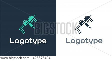 Logotype Mp9 Submachine Gun Icon Isolated On White Background. Automatic Weapon. Logo Design Templat
