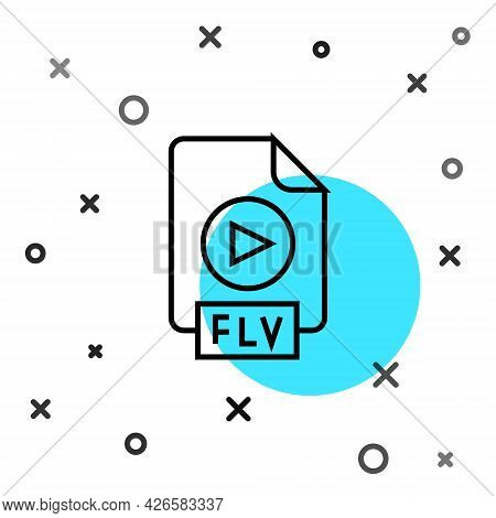 Black Line Flv File Document Video File Format. Download Flv Button Icon Isolated On White Backgroun