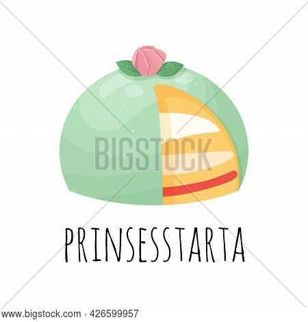 Green Marzipan Cake. Pink Marzipan Rose. Swedish Birthday Cake. Prinsesstarta. Traditional Swedish S