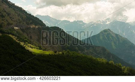 Scenic Paradisiac Landscape View Of Albanian Alps Mountains. Traveling, Exploring, Holiday Concept