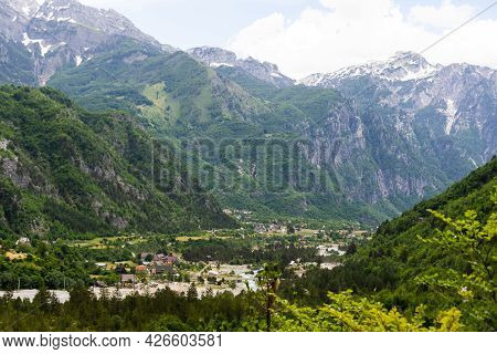 Mountain Landscape In National Park Theth In The Albanian Alps.