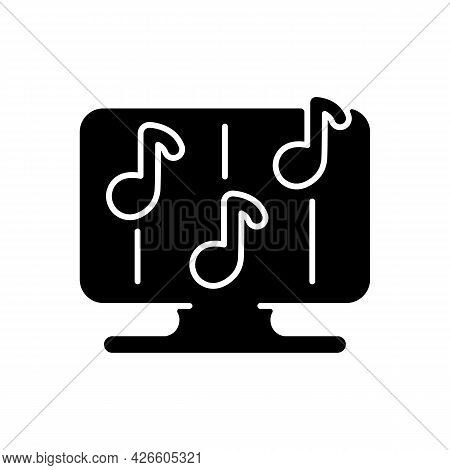 Rhythm Games Black Glyph Icon. Special Game Of Music Theamed Genre. Digital Simulation Of Musical In