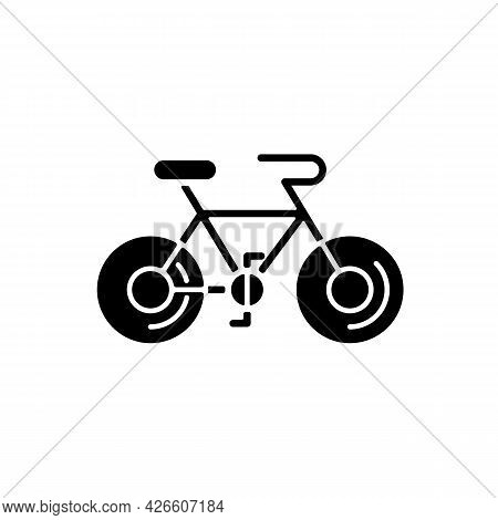 Bicycle Black Glyph Icon. Silhouette Symbol On White Space. Taiwan Cycling Travel. Riding Round Enti