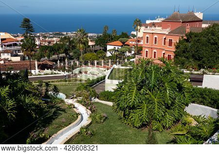 La Orotava, Tenerife, Spain-01 January 2020, Beauiful Garden In La Orotava - Jardines Del Marquesado
