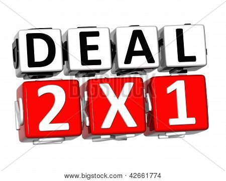 3D Deal Two For One Button Click Here Block Text