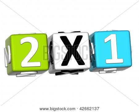 3D Two For One Button Click Here Block Text