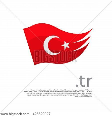 Turkey Flag. Colored Stripes Turkish Flag On A White Background. Vector Design Of National Poster Wi