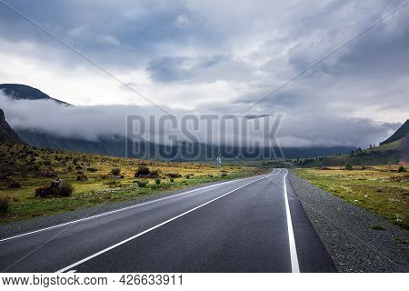 Chuysky Tract In The Intermountain Valley In The Early Morning. Ulagansky District, Altai Republic, 
