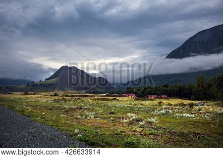Chuysky Tract In The Intermountain Valley In The Early Morning. Ulagansky District, Altai Republic, 
