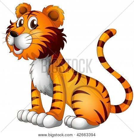 Illustration af en tiger på en hvid baggrund