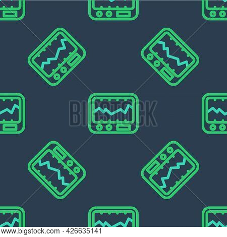 Line Electrical Measuring Instrument Icon Isolated Seamless Pattern On Blue Background. Analog Devic