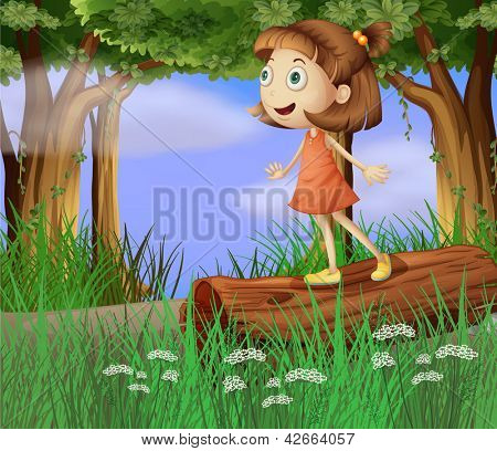 Illustration of a girl in the forest