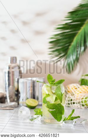 Summer Refreshing Hard Seltzer Cocktail With Shadows