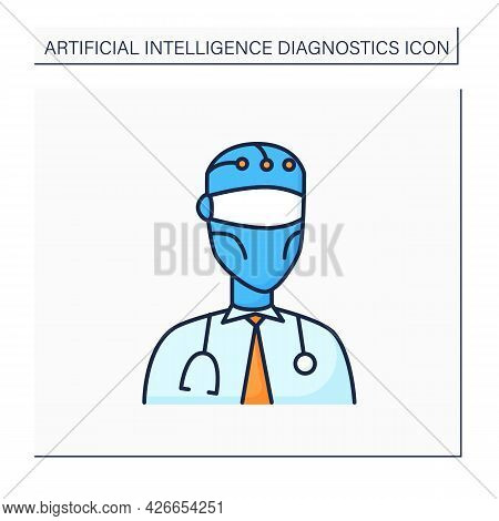Robot Color Icon. Ai In Medicine. Digital Doctor. Modern Technologies. Ai Diagnostic Concept. Isolat