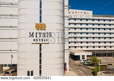 Athens, Greece - October 1, 2020: Mitsis Luxury Hotel Right On The Terminal Of Athens International 