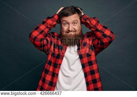 Worried Handsome, Troubled Bearded Guy Caught Cheeting, Looking Anxious And Troubled, Facing Tough U