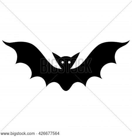 Bat Vector Icon. Isolated Illustration On A White Background. Black Silhouette Of A Night Bloodsucke