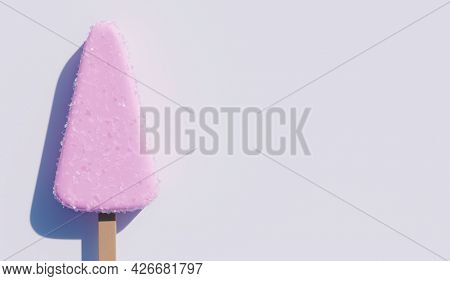 Pink popsicle background. Fruity ice pop, ice cream treat. 3D illustration