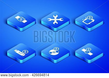 Set Wrist Watch Service, Smartwatch, Cd Or Dvd Disk, Usb Flash Drive, Crossed Wrenchs And Tv Icon. V