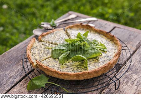 Quiche With Spinach - Traditional Dish Of French Cuisine. Spinach  Tart