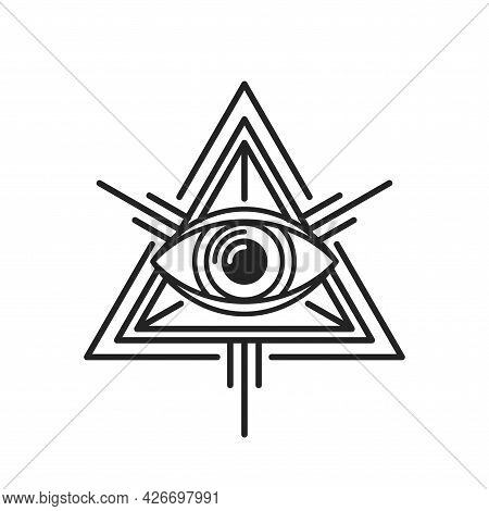 Eye Of Providence Masonic Sign On White Background. Vector