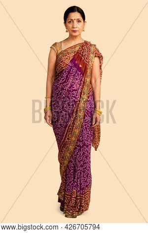 Indian woman in a traditional saree mockup