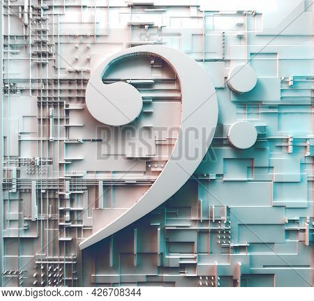 Music Concept Abstract Background.clef Key.technology And Trendy Music.3d Illustration.sound Enginee