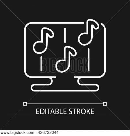Rhythm Games White Linear Icon For Dark Theme. Special Game Of Music Theamed Genre. Fun Time. Thin L