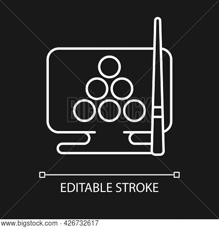 Online Billiard Games White Linear Icon For Dark Theme. Modern Sport Simulator Activities. Thin Line