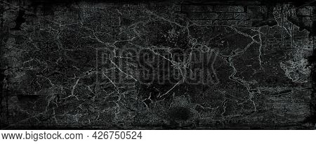 Abstract Texture Of Conture Wall On Dark Background